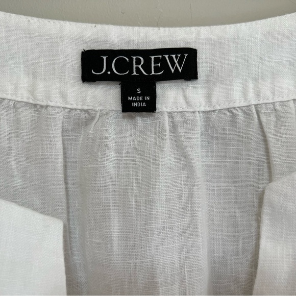 J. CREW Short Flutter Sleeve 100% Linen V-Neck Top in White, size S - Picture 5 of 9